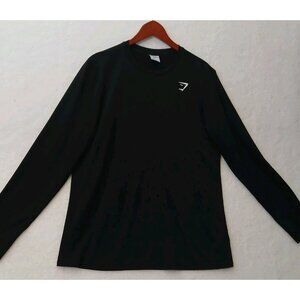 Gymshark Mens XL Black Long Sleeve Performance Shirt Stretch Slim Fit Athletic